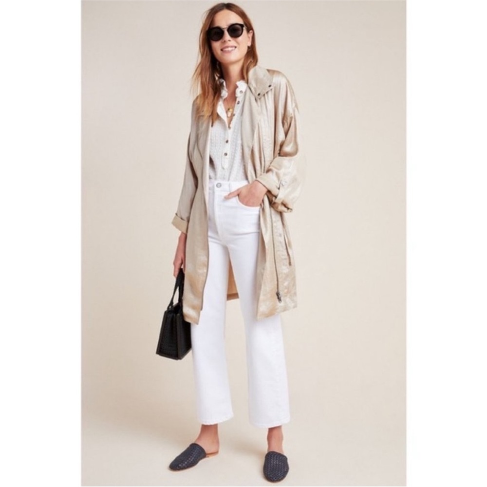 Anthropologie Satin Anorak Jacket Topper Size L
